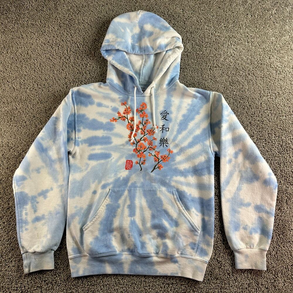 Artist Union Hoodie Womens Small Blue White Tie Dye Japanese Maple Tree Ladies